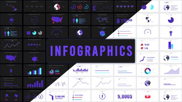 PR模板/AE模板-127种彩色优雅公司企业商务信息图表动画 Infographics