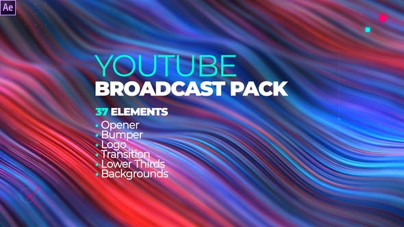 AE模板-37组视频社交媒体开场过渡标题图形背景动画 YTB Channel Broadcast Pack 37 Elements