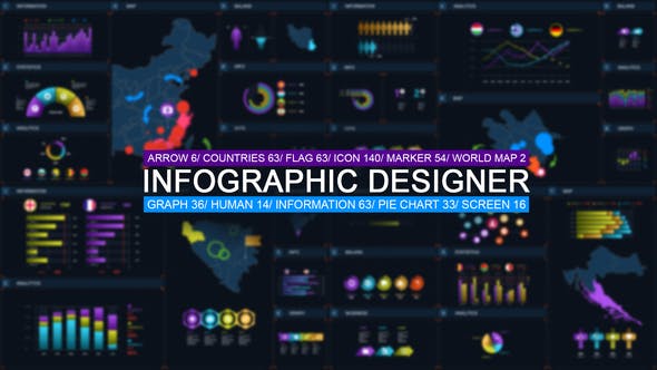 AE模板-490个商务公司报表信息图表演示解说动画 Infographic designer