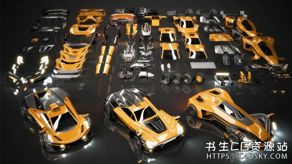酷炫超级跑车3D模型Kitbash3D – Veh: Supercars(C4D/MAX/Maya/OBJ/FBX/Blender格式)