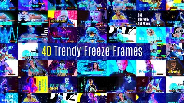 40种人物定格静帧冻结展示动画 Trendy Freeze Frame模版aE模版